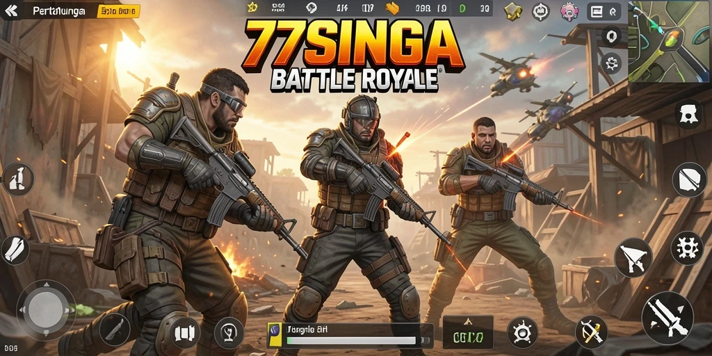 Tampilan gameplay seru dalam 77SINGA Battle Royale.