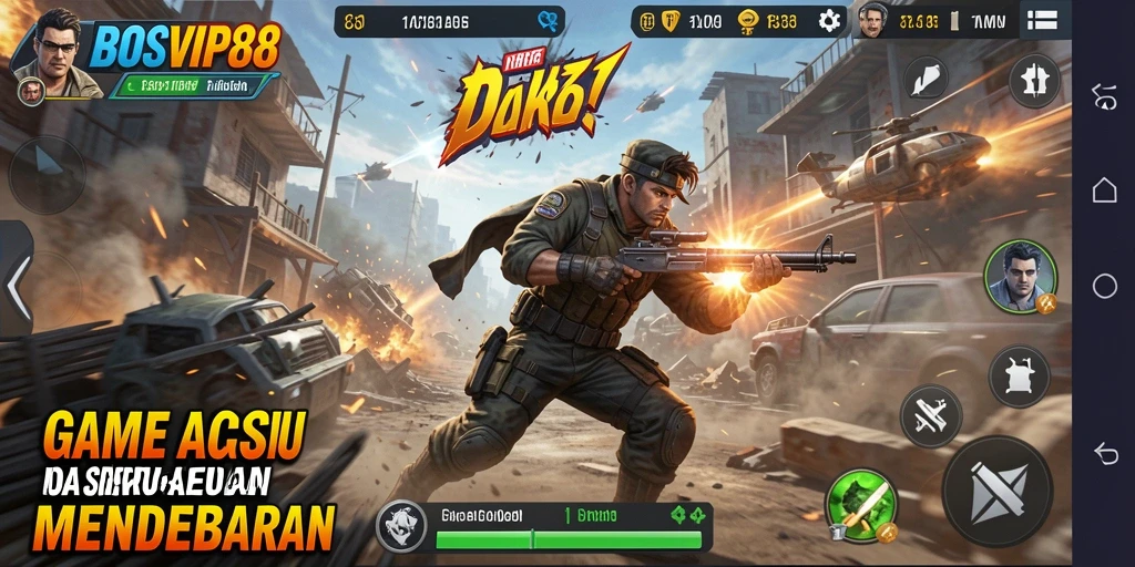 Screenshot gameplay seru dari BOSVIP88 yang menunjukkan aksi mendebarkan.