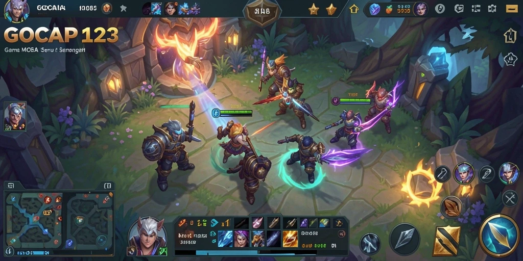 Tampilan gameplay seru di GOCAP123 dengan pertarungan tim yang menarik.