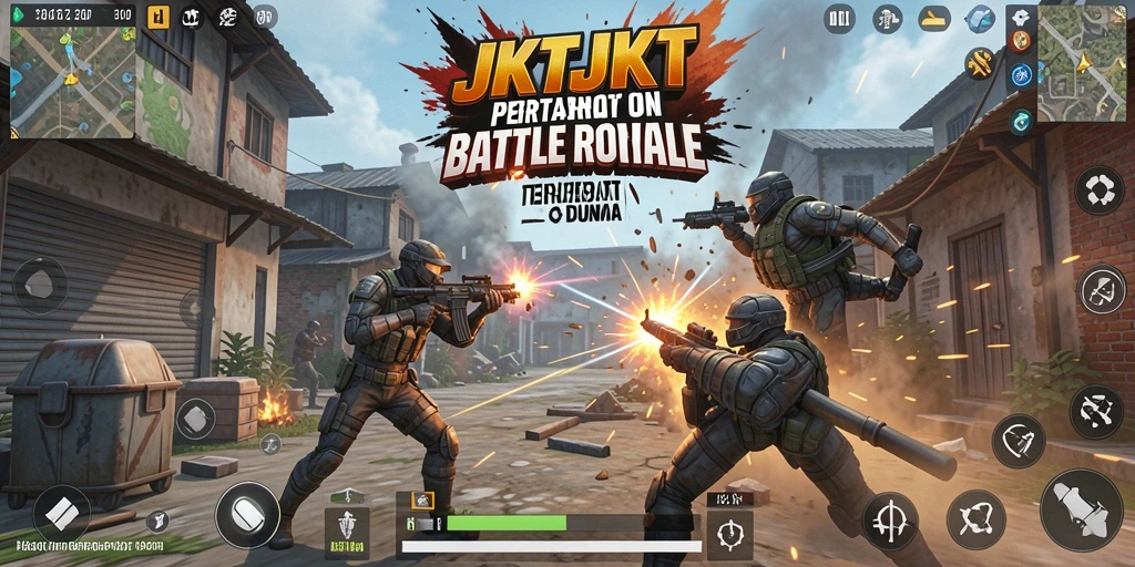 Screenshot menunjukkan aksi mendebarkan dalam permainan Battle Royale.