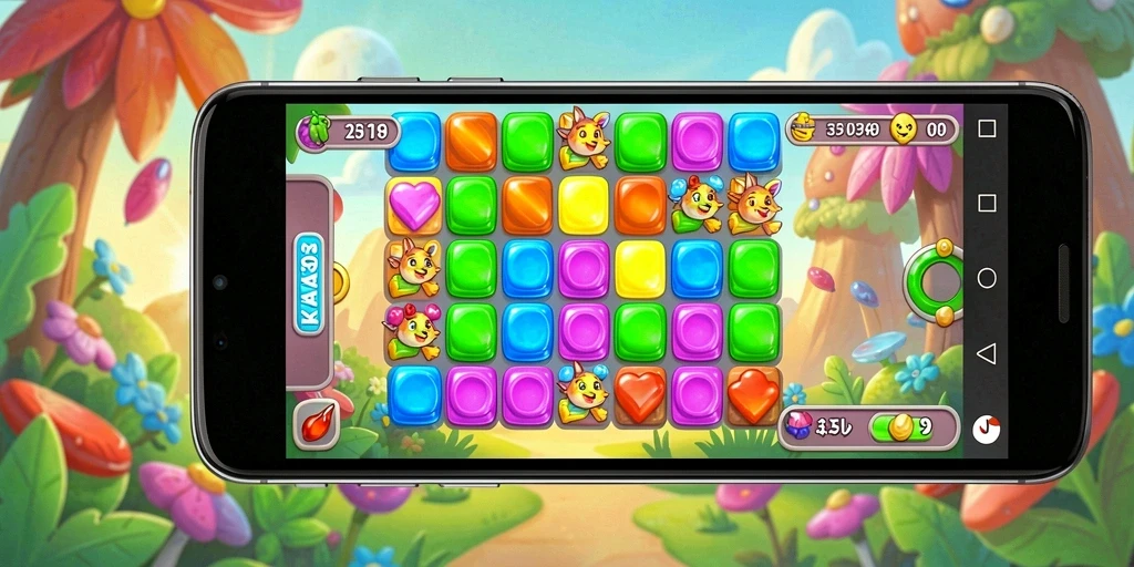 Tampilan gameplay KAKA303 dengan tantangan Match-3 yang seru.