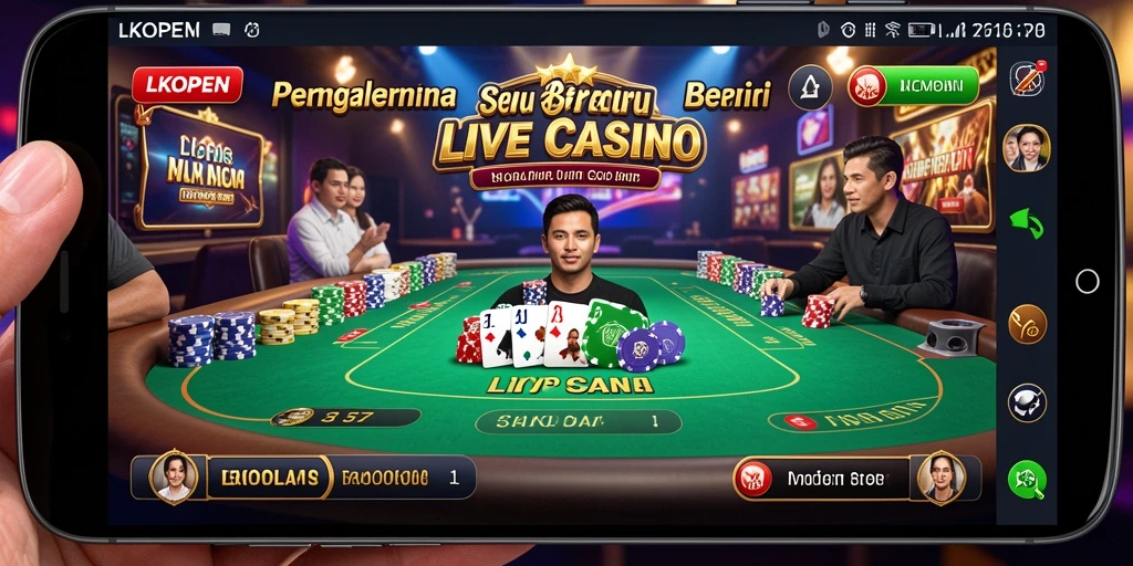 Screenshot utama LKOPEN menampilkan dealer langsung dan suasana permainan yang mendebarkan.