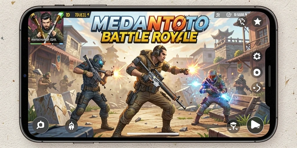 Gameplay epik dalam MEDANTOTO dengan strategi Battle Royale.
