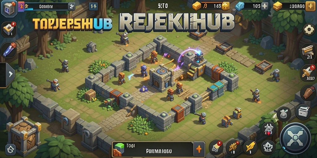 Screenshot gameplay REJEKIHUB menunjukkan aksi seru strategi Tower Defense.