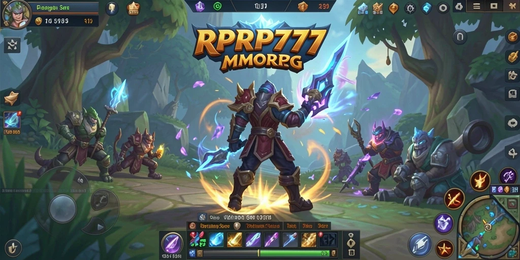 Tangkapan layar utama dari permainan <strong>RPRP777</strong> menunjukkan pertarungan epik dalam dunia MMORPG.