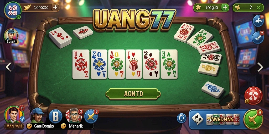 Tampilan gameplay UANG77 yang seru dan interaktif dalam permainan domino.