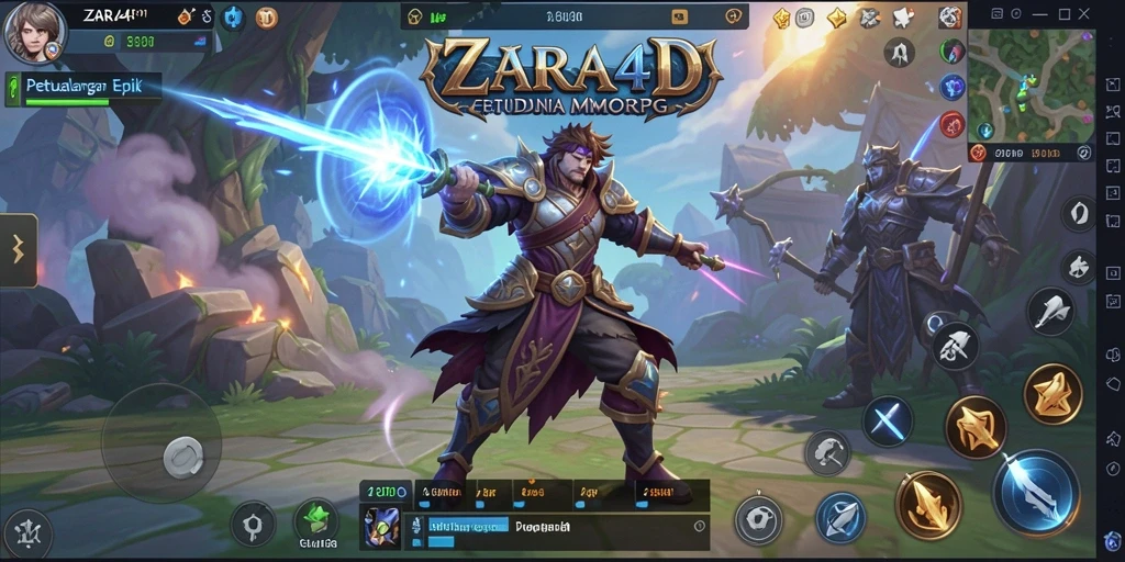Screenshot ZARA4D menampilkan pertarungan epik dan grafis menawan.